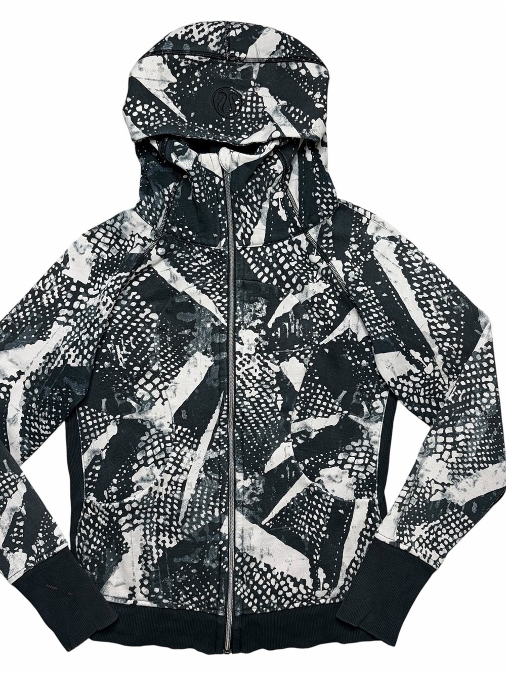Lululemon Scuba Hoodie Static Mist Black White Size 8 Athletic